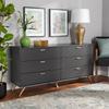 Baxton Studio Kelson Modern and Contemporary Dark Grey and Gold Finished Wood 6-Drawer Dresser 189-11576-ZORO
